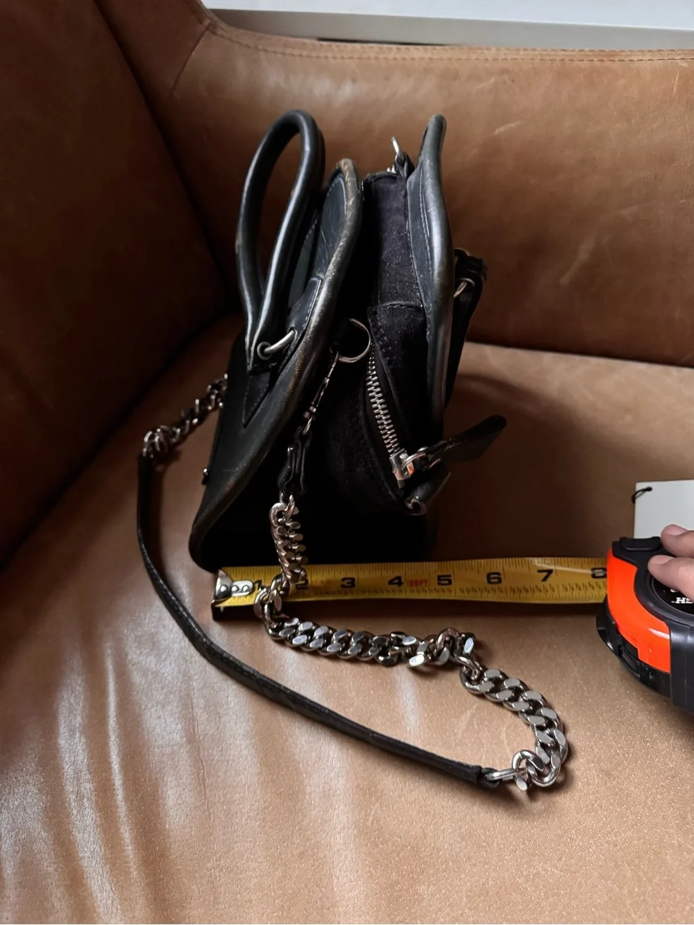 Jean Paul Gaultier Dark Green Leather Crossbody Chain Strap and short handles